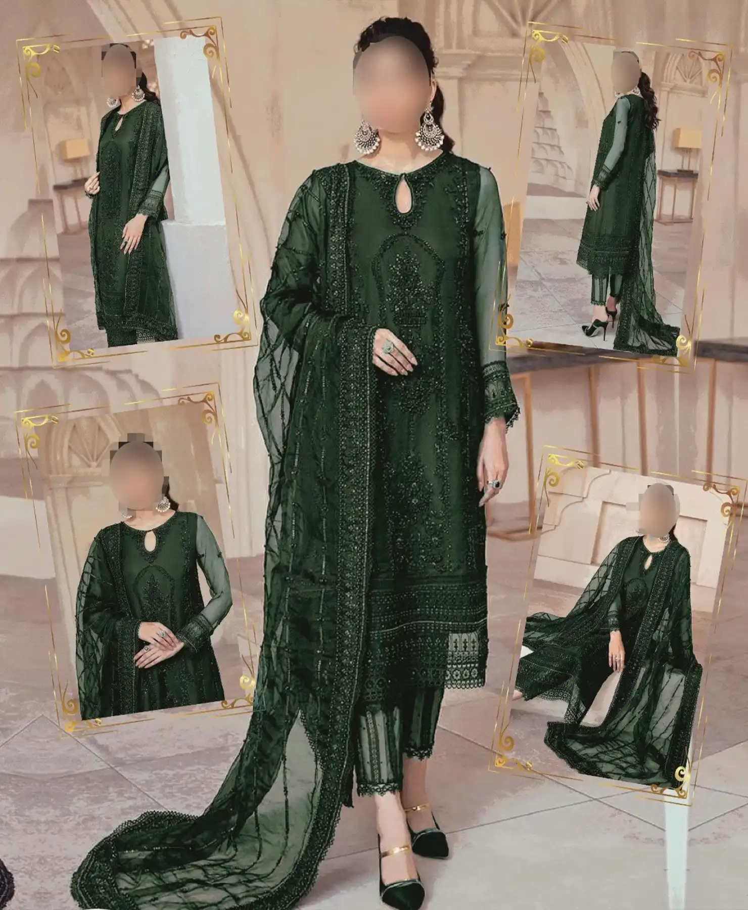 Bottle Green by Nayab Fashion Bridal Dress Ladies Fashion Women Clothing Casual Dress