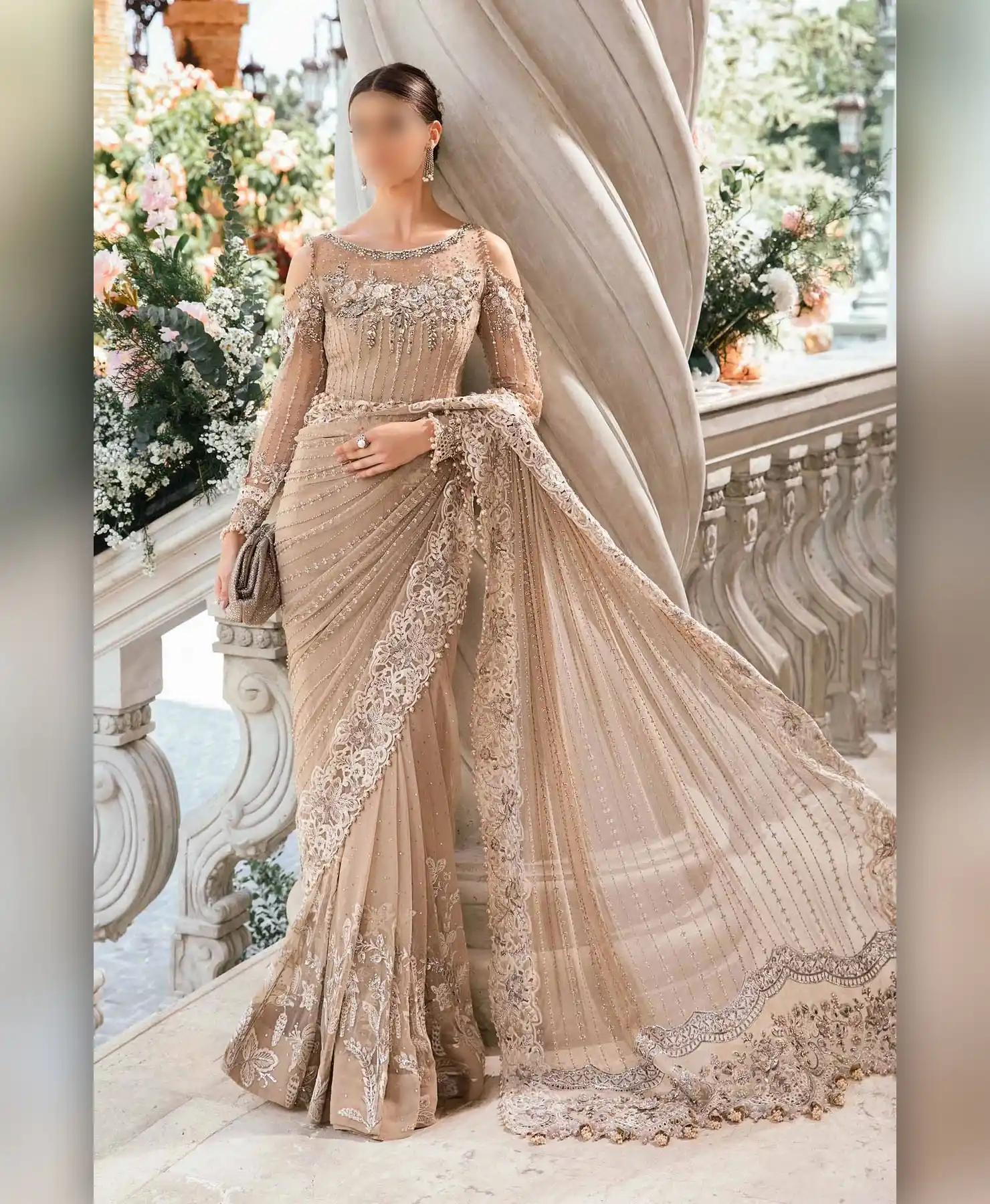Skin Blush Saree by Nayab Fashion