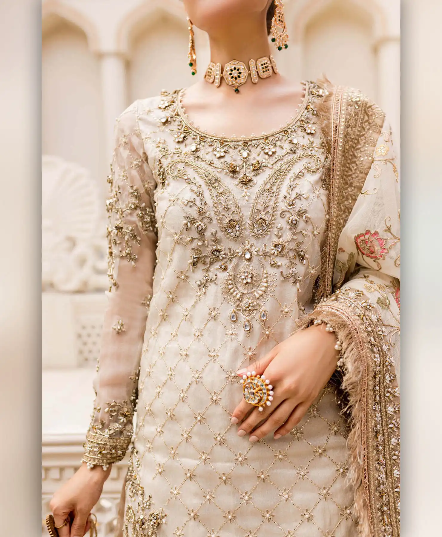 White Gold Gharara Collection by Nayab Fashion
