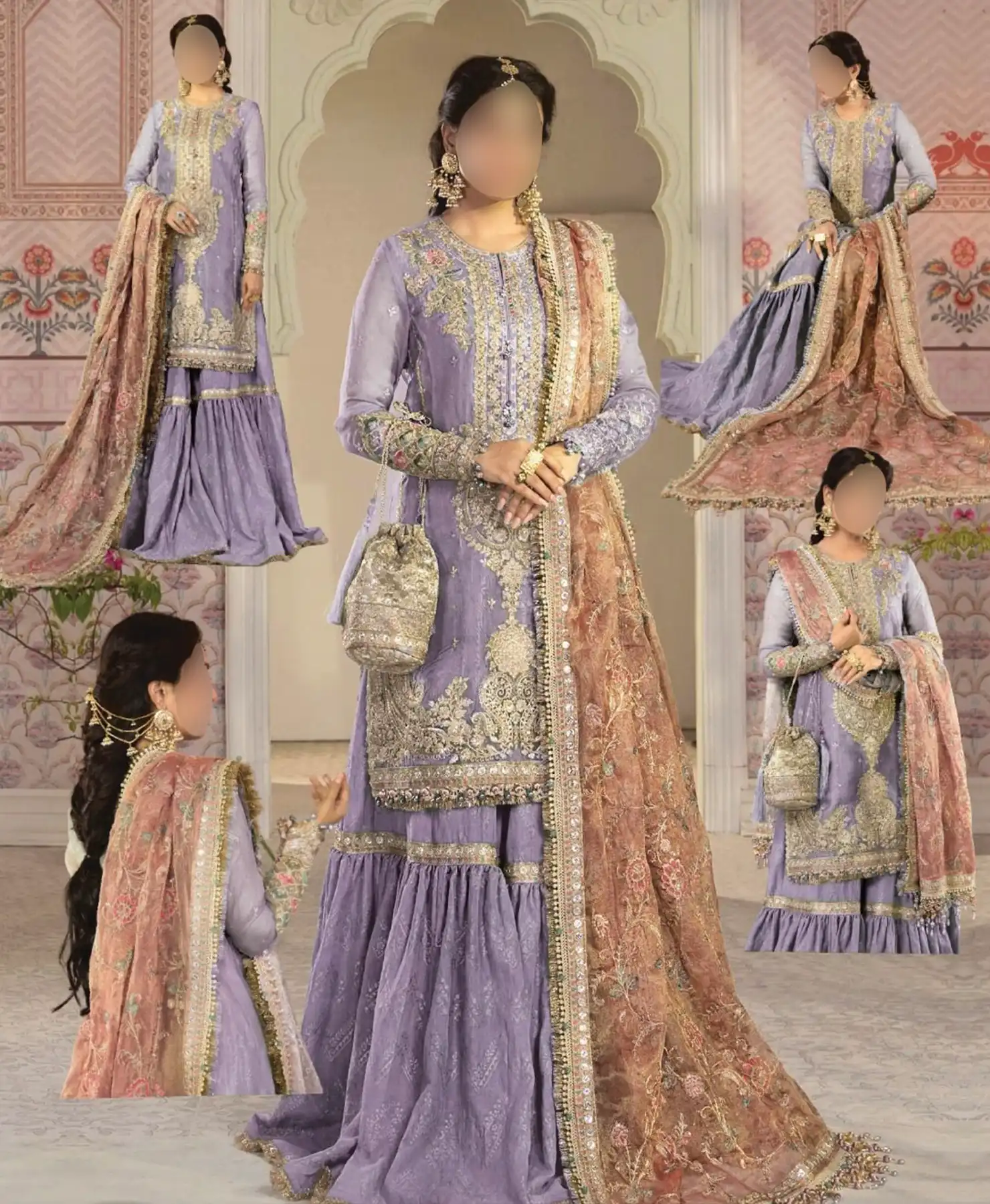 Aaiza Purple Gharara by Nayab Fashion Bridal Dress Ladies Fashion Unstitched Women's Clothing
