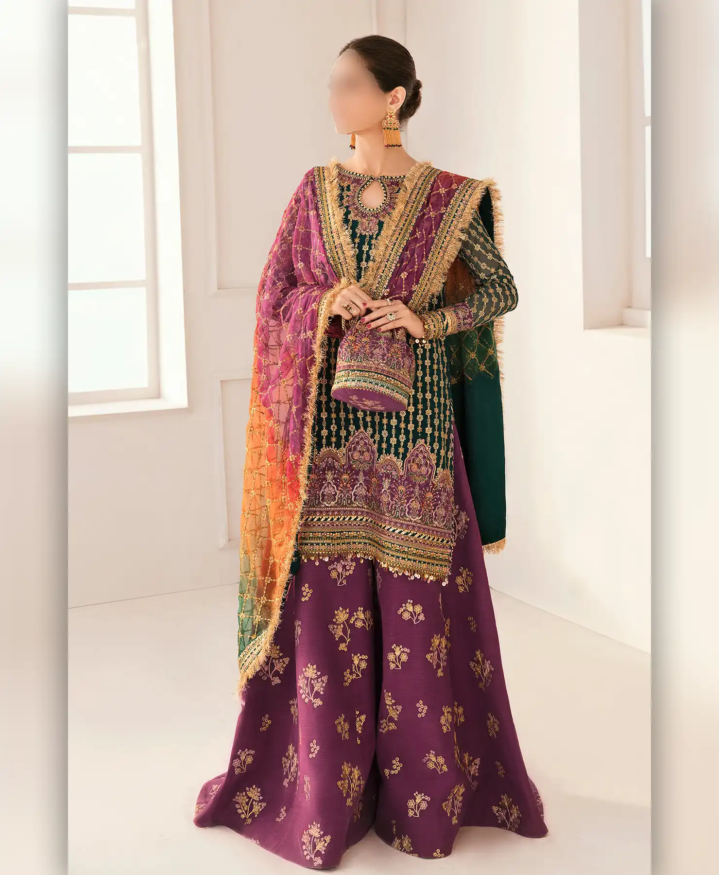 BRQ Green Multi by Nayab Fashion Bridal Dress Ladies Fashion Unstitched Women's Clothing