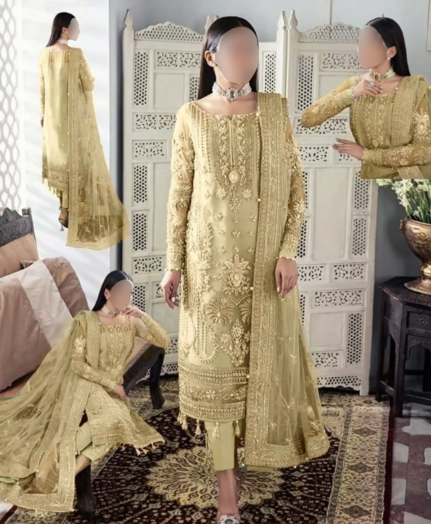 Gulal Mate Gold by Nayab Fashion Bridal Dress Ladies Fashion Unstitched Women's Clothing