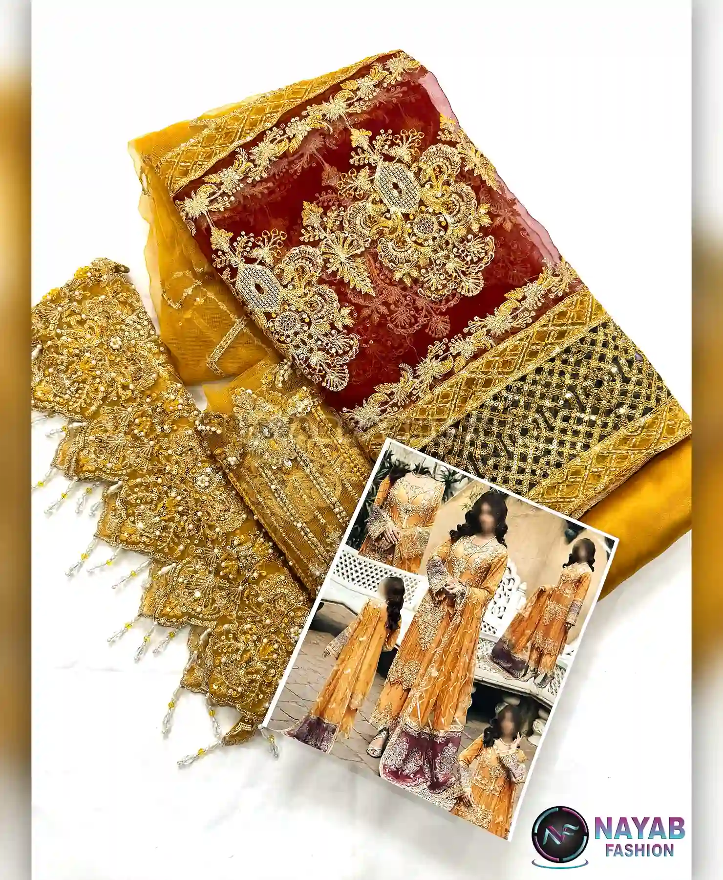 Mustard Marine by Nayab Fashion Bridal Dress Ladies Suit Women Fashion