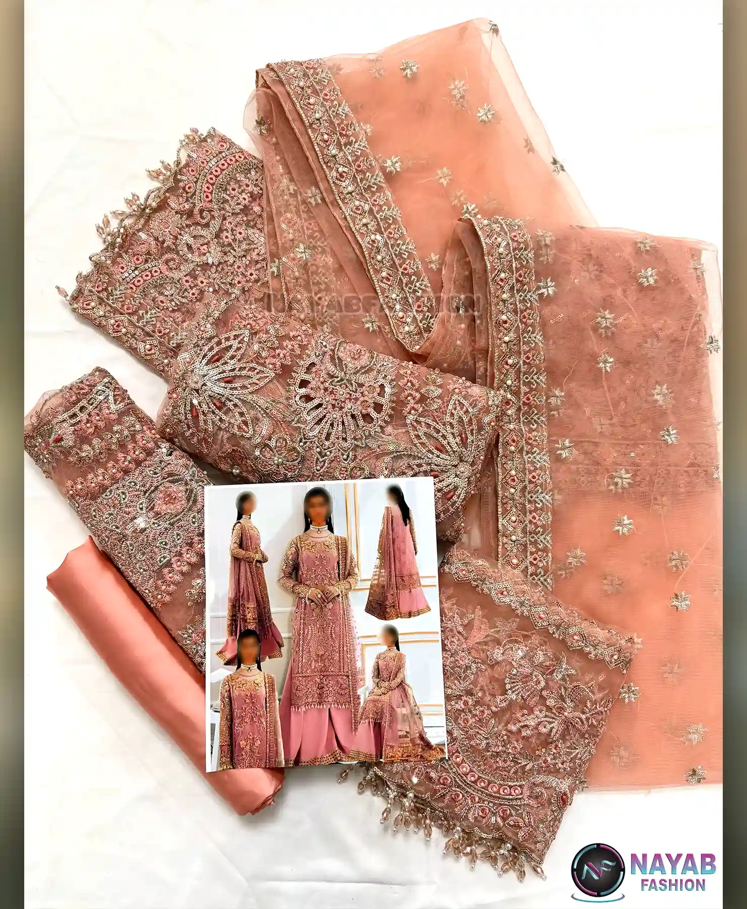 Peach Fusion by Nayab Fashion Bridal Dress Ladies Fashion Unstitched Women's Clothing