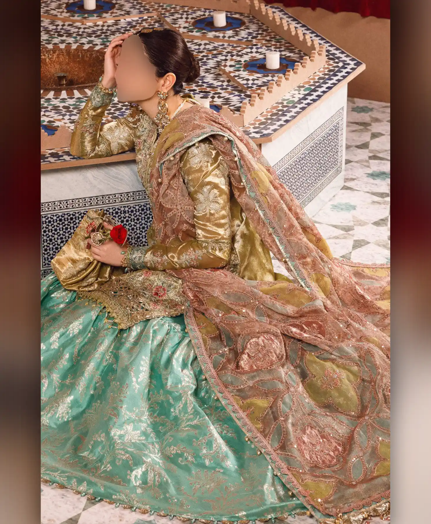 Shimmer Masoori by Nayab Fashion Bridal Dress Ladies Fashion Unstitched Women's Clothing