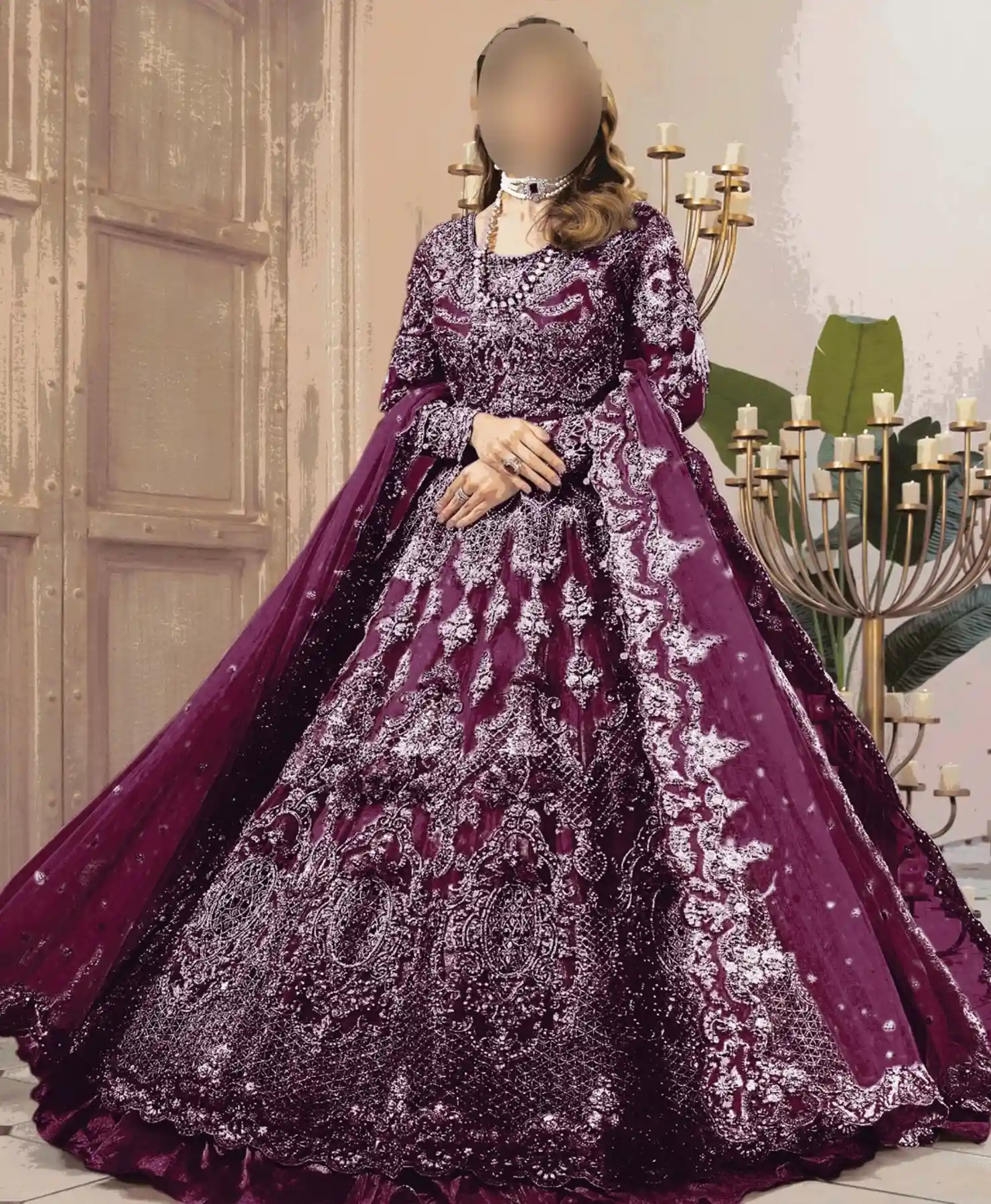 Wine Couture by Nayab Fashion Bridal Dress Ladies Fashion Unstitched Women's Clothing