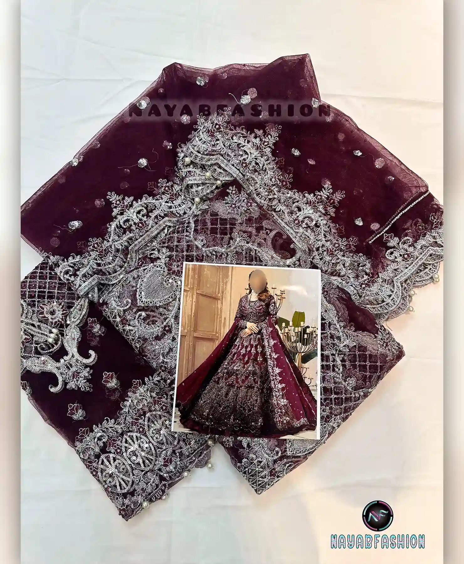Wine Couture by Nayab Fashion Bridal Dress Ladies Fashion Unstitched Women's Clothing