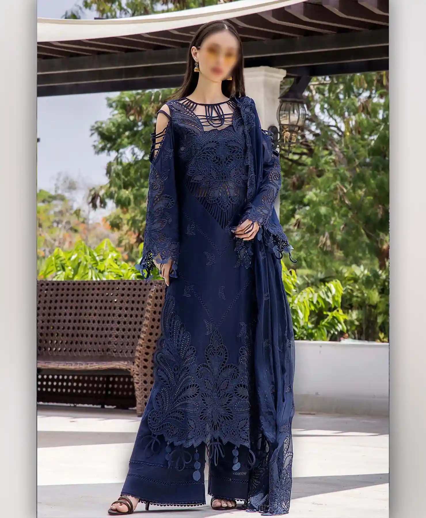 Navy Blue Lawn by Nayab Fashion Bridal Dress Ladies Fashion Unstitched Women's Clothing