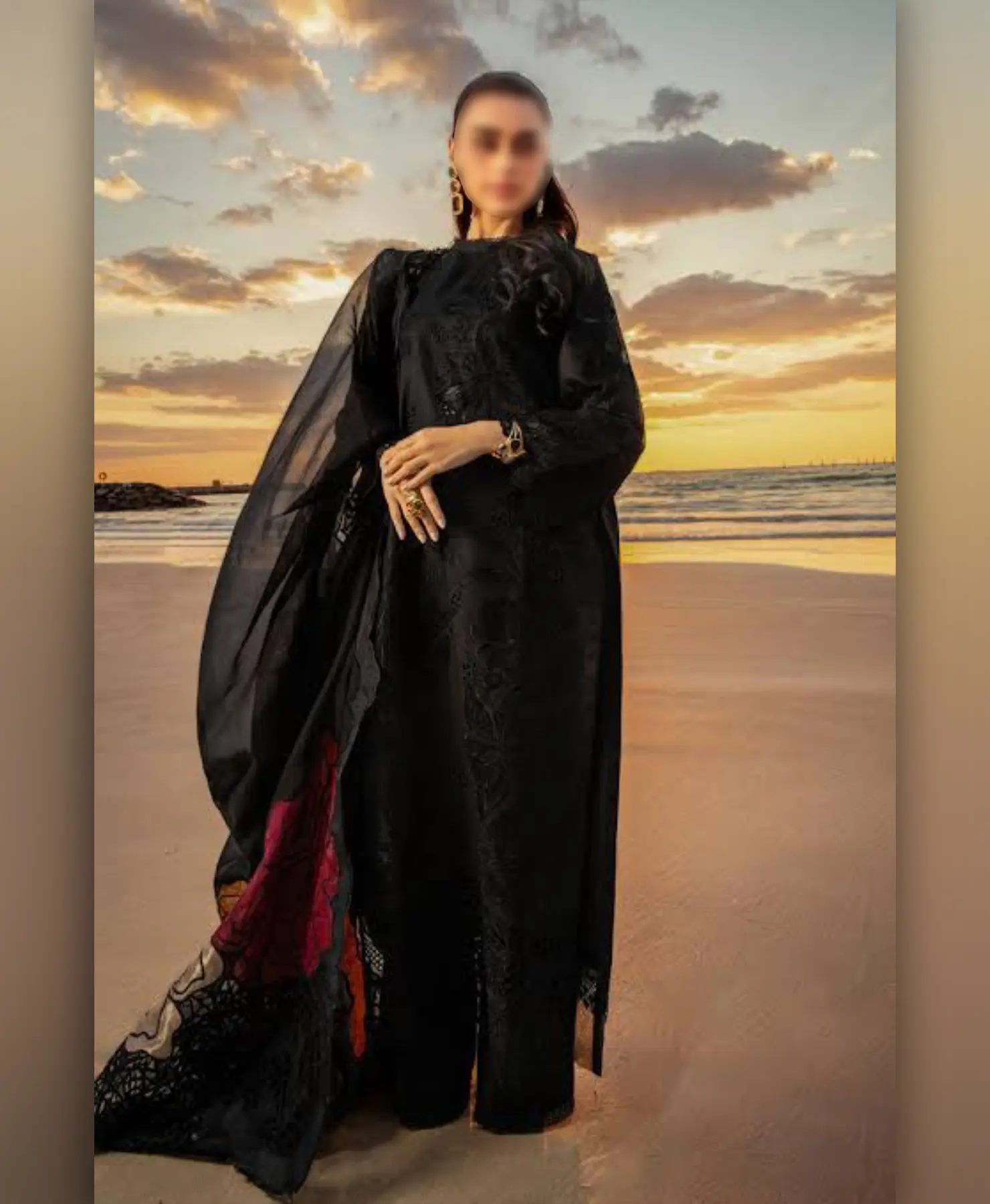 Black 3 Flower by Nayab Fashion Bridal Dress Ladies Fashion Unstitched Women's Clothing