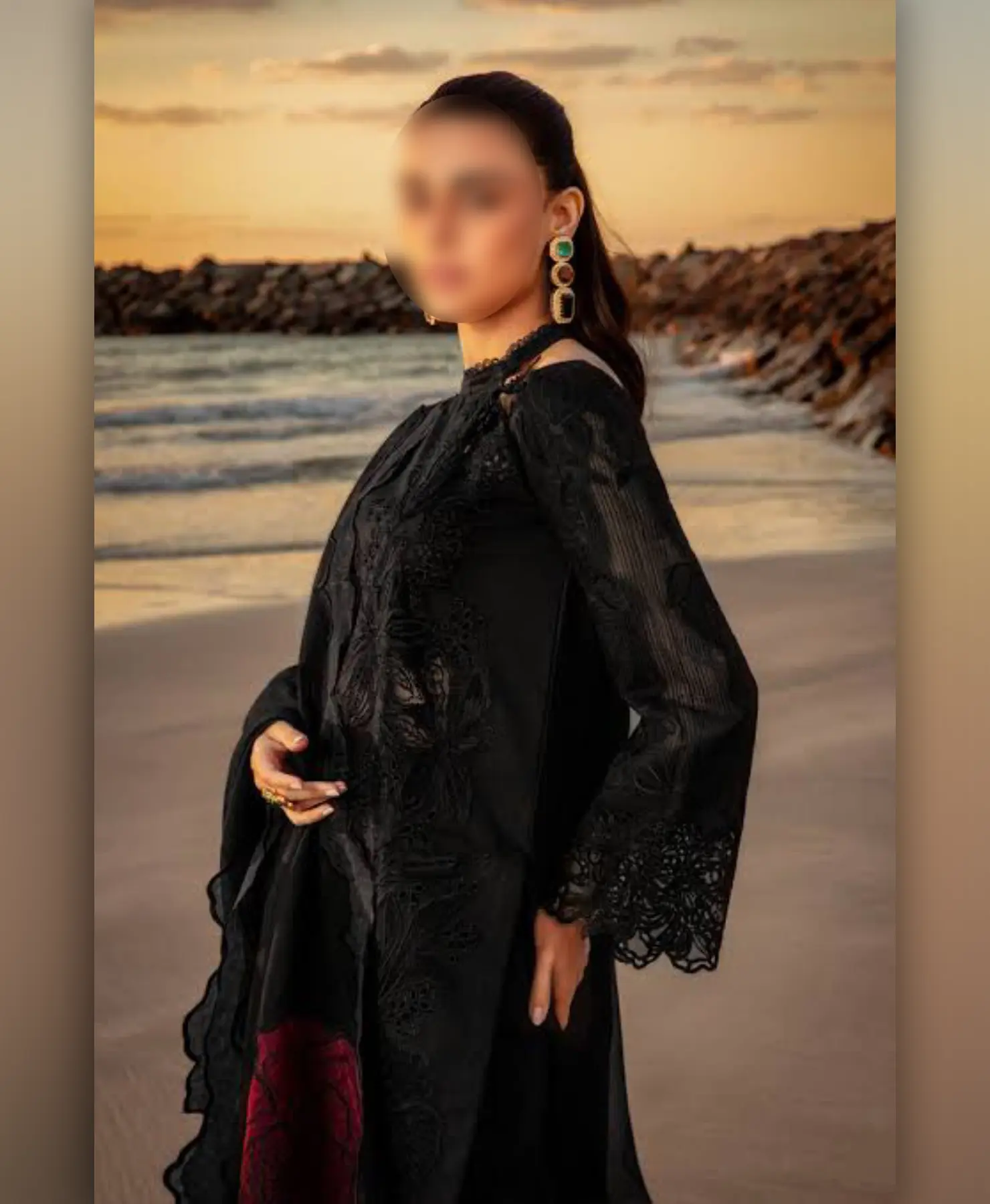 Black 3 Flower by Nayab Fashion Bridal Dress Ladies Fashion Unstitched Women's Clothing