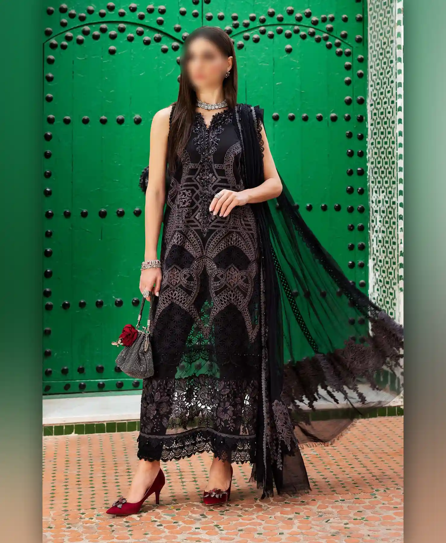 Black Gray Bareeza by Nayab Fashion Bridal Dress Ladies Fashion Unstitched Women's Clothing