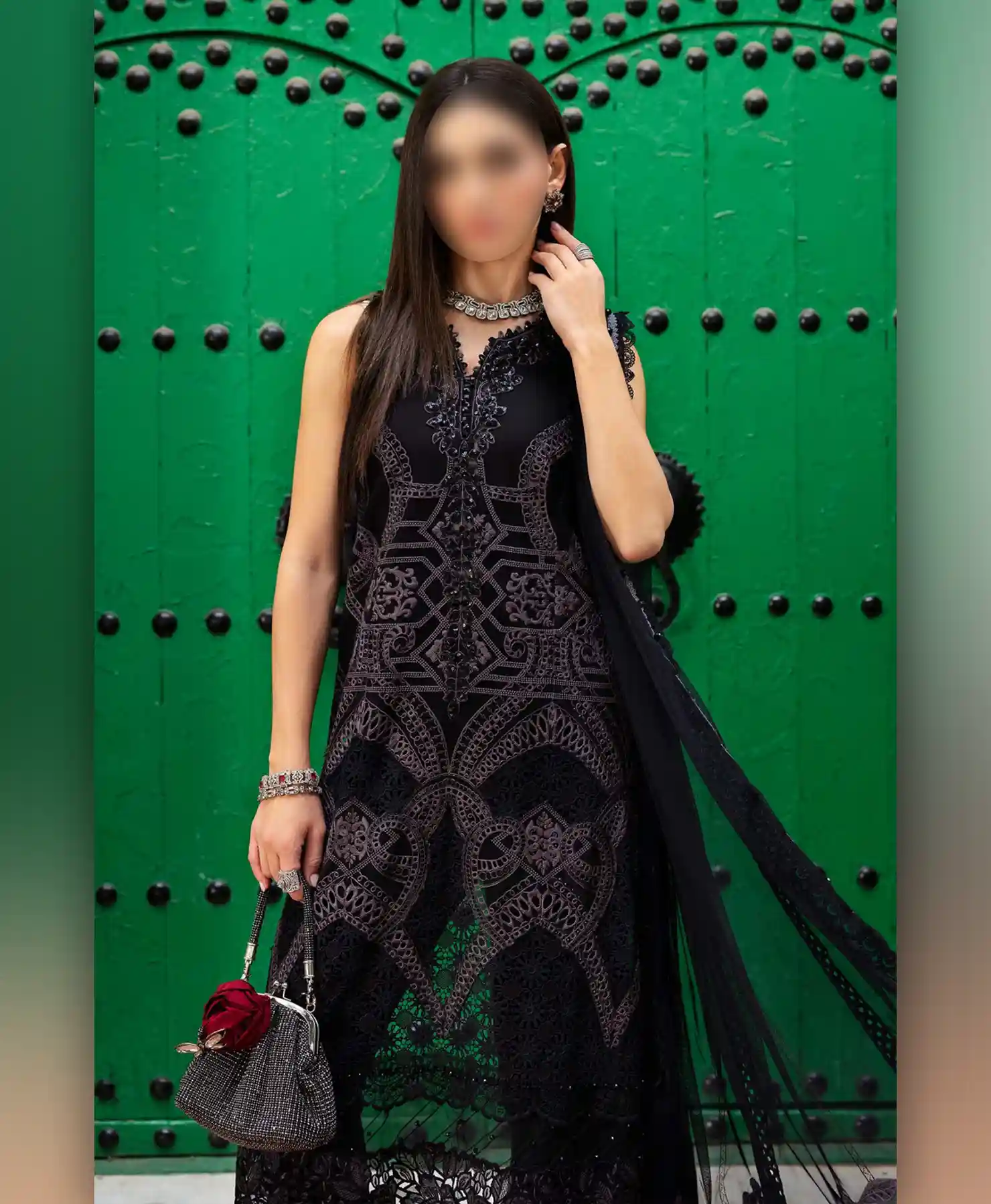 Black Gray Bareeza by Nayab Fashion Bridal Dress Ladies Fashion Unstitched Women's Clothing
