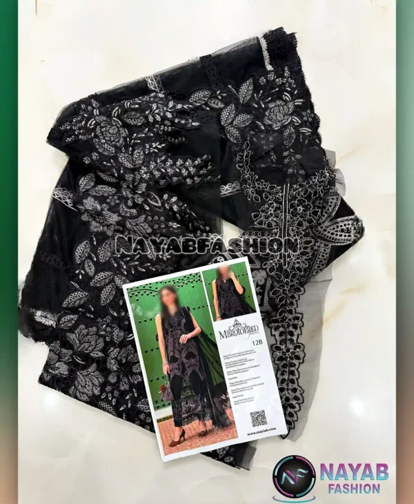Black Gray Bareeza by Nayab Fashion Bridal Dress Ladies Fashion Unstitched Women's Clothing