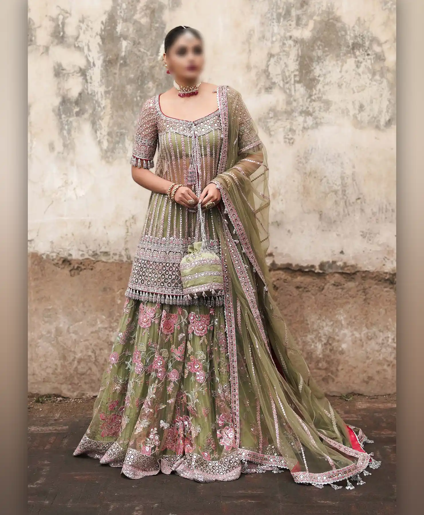 Olive Crystal by Nayab Fashion Bridal Dress Ladies Fashion Unstitched Women's Clothing