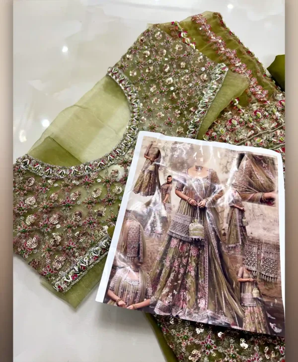 Olive Crystal by Nayab Fashion Bridal Dress Ladies Fashion Unstitched Women's Clothing
