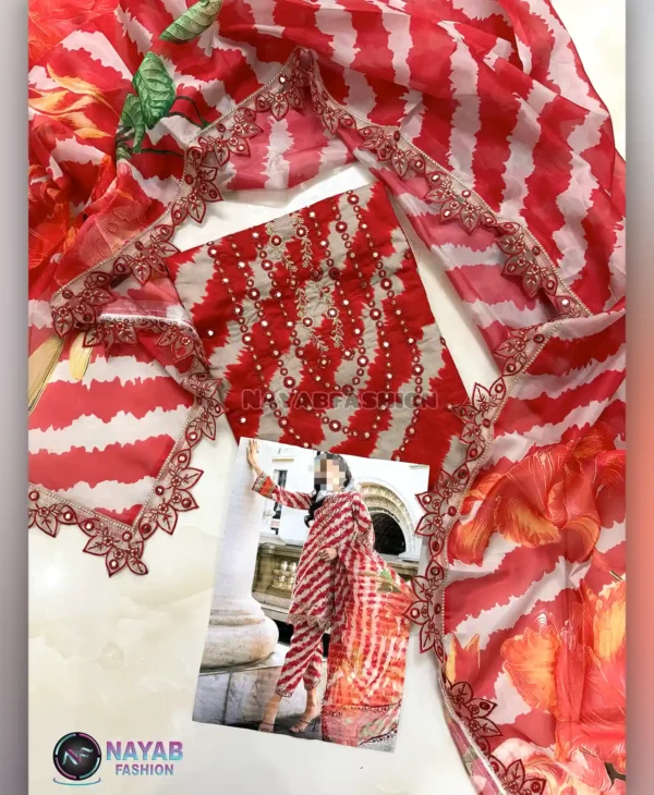 Red Zabra Print by Nayab Fashion Bridal Dress Ladies Fashion Unstitched Women's Clothing